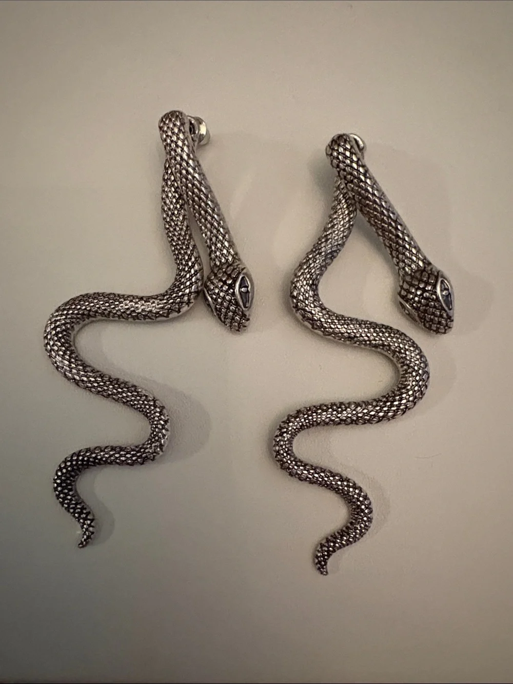 Silver Snake Earrings